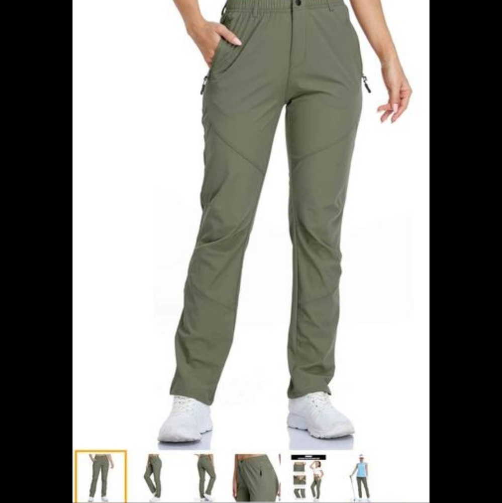 Womens Khaki Lightweight Quick Dry Nylon Travel pants